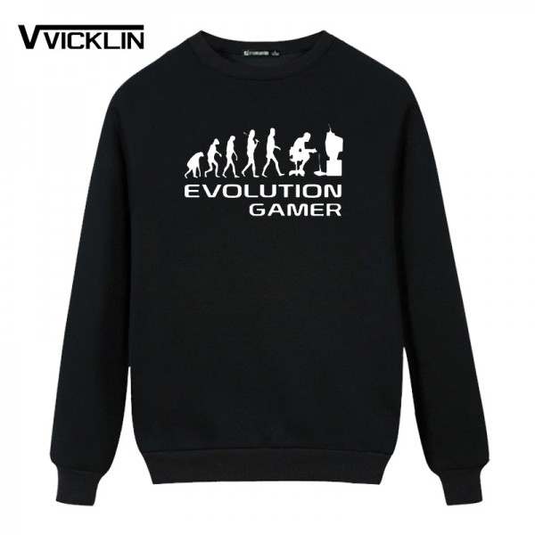 Evolution Of A Gamer PC Geek leisure time Fleece Hoodies Sweatshirt O-Neck Anime Funny Plus Size