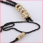 Exaggerate long pendant necklaces for women elegant black gold vintage necklace tassel waterdrop design necklaces gift #NL068