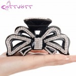 Extra Large Crystal Bow Hair Accessories Hair Claws Jaw Clips Girls Long Thick Hair Holder for Women Black Headwear Tiara HC810