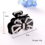 Extra Large Crystal Bow Hair Accessories Hair Claws Jaw Clips Girls Long Thick Hair Holder for Women Black Headwear Tiara HC810