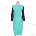 Eyelash Floral Lace Elegant Lady formal 3/4 sleeve Women Vintage square neck Wear To Work Pencil Illusion Sheath Dress bty797