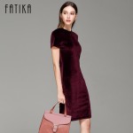 FATIKA 2017 Summer Short Sleeve Velvet Short Casual Women Dress Fashion Women Clothing Elegant Bodycon Party Dresses