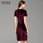 FATIKA 2017 Summer Short Sleeve Velvet Short Casual Women Dress Fashion Women Clothing Elegant Bodycon Party Dresses