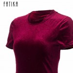 FATIKA 2017 Summer Short Sleeve Velvet Short Casual Women Dress Fashion Women Clothing Elegant Bodycon Party Dresses