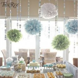 FENGRISE 3pcs 20 25 30cm Wedding Tissue Paper Pom Poms Birthday Party Decorations Kids Crepe Artificial Flowers Wreaths Ball 