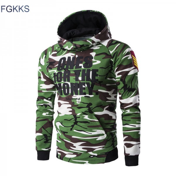 FGKKS 2017 New Arrival Brand-Clothing Autumn Hoodie Sweatshirt Men Fashion Slim Fit Camouflage Military Men Hoodies Size M-2XL