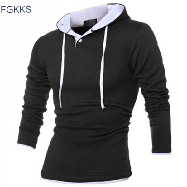 FGKKS New Arrival Brand Hoodie Sweatshirt Men Fashion Solid Color Sweatshirts Male Casual Hoodies Men Brand-Clothing Plus Size