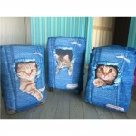 FORUDESIGNS Luggage Cover Cute Denim Cat Dog Prints Travel Accessories for 18-30inch Travel Case Suitcase Protective Dust Covers