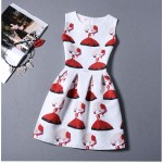 FTLZZ New 2018 Summer Women Floral Print Dress Sleeveless O Neck Vintage Casual Dresses Colorful Knee Length Dress