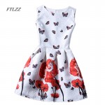 FTLZZ New 2018 Summer Women Floral Print Dress Sleeveless O Neck Vintage Casual Dresses Colorful Knee Length Dress