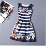 FTLZZ New 2018 Summer Women Floral Print Dress Sleeveless O Neck Vintage Casual Dresses Colorful Knee Length Dress