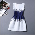 FTLZZ New 2018 Summer Women Floral Print Dress Sleeveless O Neck Vintage Casual Dresses Colorful Knee Length Dress