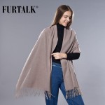 FURTALK 100% Lamb Wool Scarf  for Women Wool Pashmina Bandana Winter Spring Long Women Scarf Shawls Female 