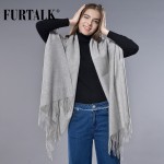 FURTALK 100% Lamb Wool Scarf  for Women Wool Pashmina Bandana Winter Spring Long Women Scarf Shawls Female 