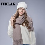 FURTALK 100% Lamb Wool Scarf  for Women Wool Pashmina Bandana Winter Spring Long Women Scarf Shawls Female 