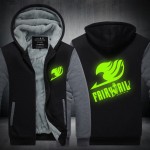 Fairy Tail Hoodie New Anime Coat Luminous Jacket Fashion Men  Winter Zipper Hooded Sweatshirt Free Shipping USA size Plus size