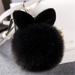 Fake Fur Pom Pom Keychain Fluffy Bunny Rabbit Fur Keychain for Women Bag Charm Rabbit Ears Key Chain Car Key Ring Keychains QC06