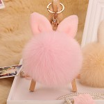 Fake Fur Pom Pom Keychain Fluffy Bunny Rabbit Fur Keychain for Women Bag Charm Rabbit Ears Key Chain Car Key Ring Keychains QC06