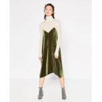 Fall winter gauze velvet warm dress green color vintage sleeveless long dress shiny velvet strap loose dress women winter dress