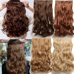 False Hair 24" Long Apply Hair Clips On the HairPieces Mega Hair Extensions Curly Synthetic Extensions Clip Hairpiece Full Head