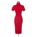 Fantaist 1950s Retro Style Women Summer Heart Pattern Contrast Cut Tunic Cocktail Party Work Wear Bodycon Pencil Vintage Dress