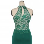 Fantaist Women Sleeveless Halter Neck Patchwork Elegant Cocktail Party Lace Dress Keyhole Back Club Wear Bodycon Pencil Dresses