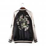 Fashion 2017 Autumn Vintage Embroidered Bomber Jacket Women basic coats Both Sides Jackets Winter Pilots Outerwear