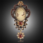 Fashion Antique Gold Silver Vintage Brooch Pins Female Brand Jewelry Queen Cameo Brooches Rhinestone For Women Christmas Gift
