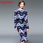 Fashion Brief Vintage 2017 Early Spring High Quality Embroidery Floral Hollow Out Empire Sashes Mesh Package Hip Midi Dress