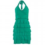 Fashion Cascading Ruffle V Neck Halter Sexy Women Beach Dress Short Mini Dresses Sundress Vestidos