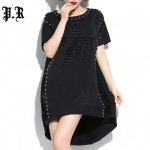 Fashion Dress Women Rivet Hollow Out  Hole Sexy Vintage Gothic Dresses Elbise Vestidos Robe Femme Women's Clothing Clothes Tops 