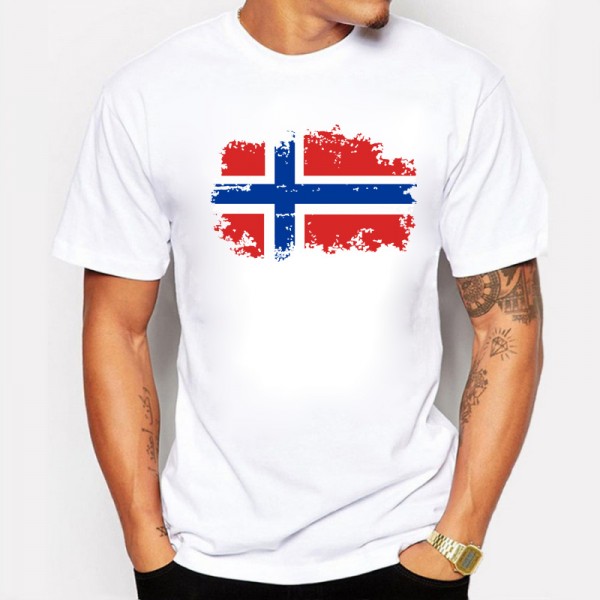 Fashion European Cup Norway National Flag Design T shirts For Men 100% Cotton Short Top & Tee Nostalgic Amazing T-shirt Men 