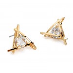 Fashion Exquisite Triangle Pierced Crystal Zircon Stud Earrings Jewelry For women Ear Studs Gifts Free shipping