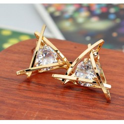 Fashion Exquisite Triangle Pierced Crystal Zircon Stud Earrings Jewelry For women Ear Studs Gifts Free shipping