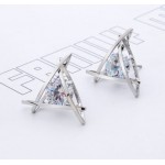 Fashion Exquisite Triangle Pierced Crystal Zircon Stud Earrings Jewelry For women Ear Studs Gifts Free shipping