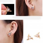 Fashion Exquisite Triangle Pierced Crystal Zircon Stud Earrings Jewelry For women Ear Studs Gifts Free shipping