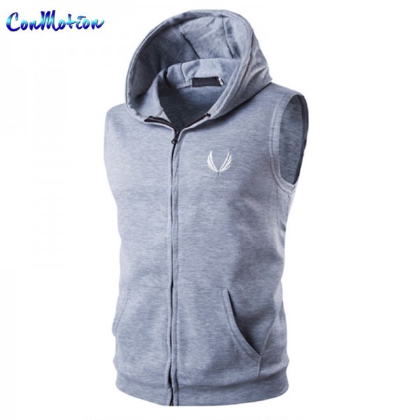 Fashion Fitness Sleeveless Hoodies Cotton New Man Vest Casual Undershirt Waistcoat