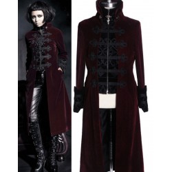 Fashion Gothic Punk Womens Streampunk Jacket Coat Hoodie Black Military Cosplay outfit