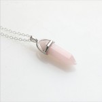 Fashion Hexagonal Column Necklace Natural Crystal Pendants Pink 6 colors Stone Necklaces Chains Pendant For Women Jewelry 