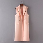 Fashion Long Vest Cardigan Open Stitch Button Sleeveless Turn-down Collar Pink Sweet Women Colete Top Brand Outerwear SY17-03-65