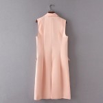 Fashion Long Vest Cardigan Open Stitch Button Sleeveless Turn-down Collar Pink Sweet Women Colete Top Brand Outerwear SY17-03-65