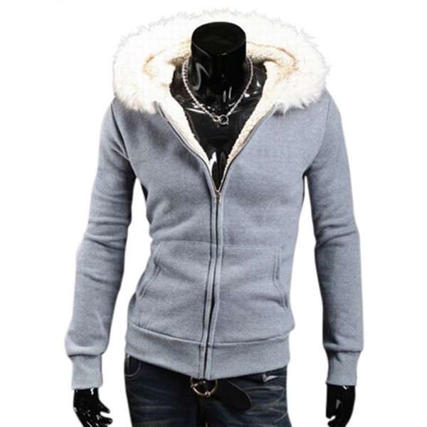Fashion Men Jacket Mens Hoodies And Sweatshirts Autumn/Winter Casual Slim Jacket Men Outerwear Black/Light Grey/Dark Grey/Ivory