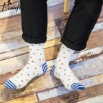 Fashion Mens Cotton Socks Colorful Jacquard Art Socks Hit Color Dot Long Happy Socks Men's Dress Sock 5pairs/lot