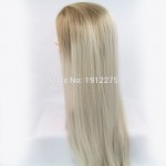 Fashion Natural Ombre Blonde Wig Synthetic Lace Front Wigs Glueless Heat Resistant Hair Long Silk Straight