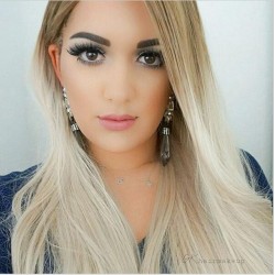 Fashion Natural Ombre Blonde Wig Synthetic Lace Front Wigs Glueless Heat Resistant Hair Long Silk Straight