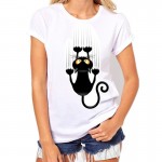 Fashion Naughty Black Cat 3D T shirt Women Lovely Shirt 2017 Casual Short Sleeve O-neck Tee Shirt Women's T-shirt