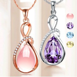 Fashion Pendants Necklaces For Women Jewelry Classic Rose Gold-color Crystal Rhinestone Water Drop Charm Pendant