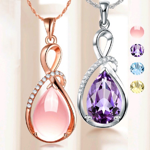 Fashion Pendants Necklaces For Women Jewelry Classic Rose Gold-color Crystal Rhinestone Water Drop Charm Pendant