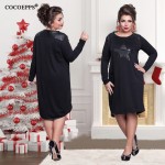 Fashion Print Star winter women dresses big sizes NEW 2017 plus size women clothing Long sleeve dress casual o-neck loose dress