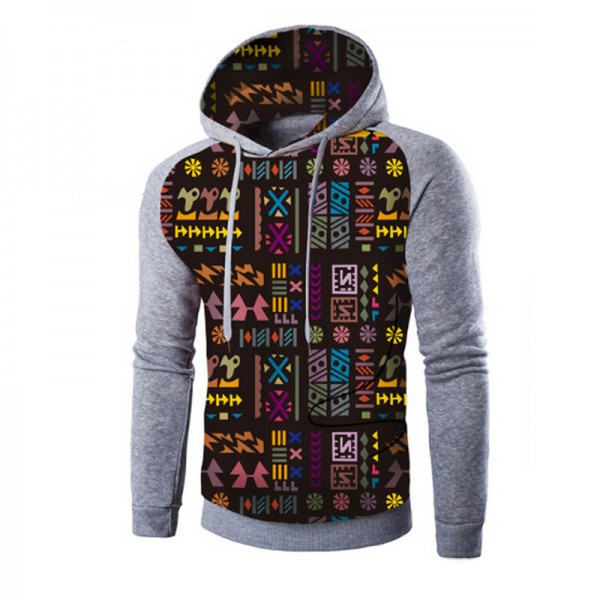 Fashion Printed Hoodies Men Patchwork Design Ethnic Tribal Print Sweatshirt Hoodie Man Male Pullovers Tracksuit Casual BZ800121